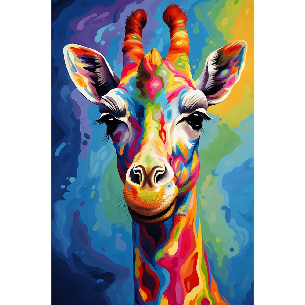 Multicolored Giraffe Canvas