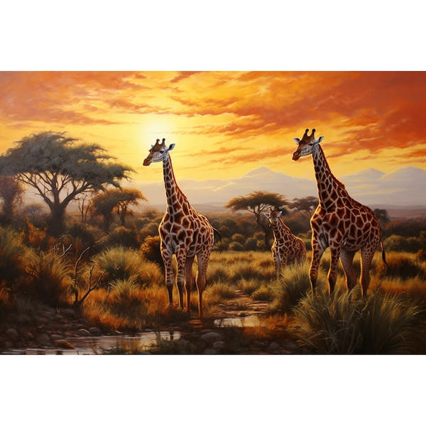 Coloured Giraffe Canvas