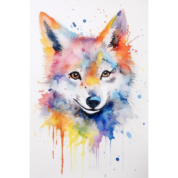 Wolf Watercolor Canvas