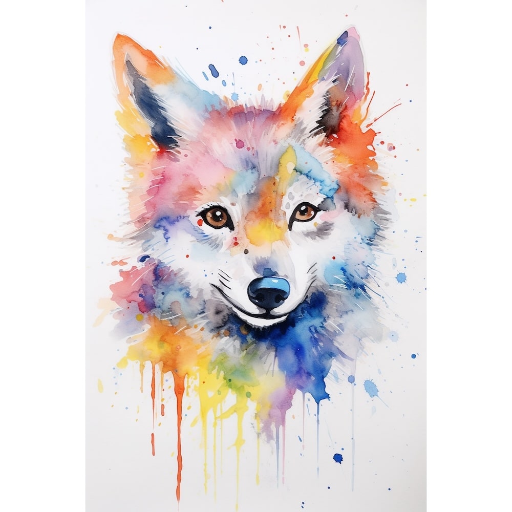 Wolf Watercolor Canvas