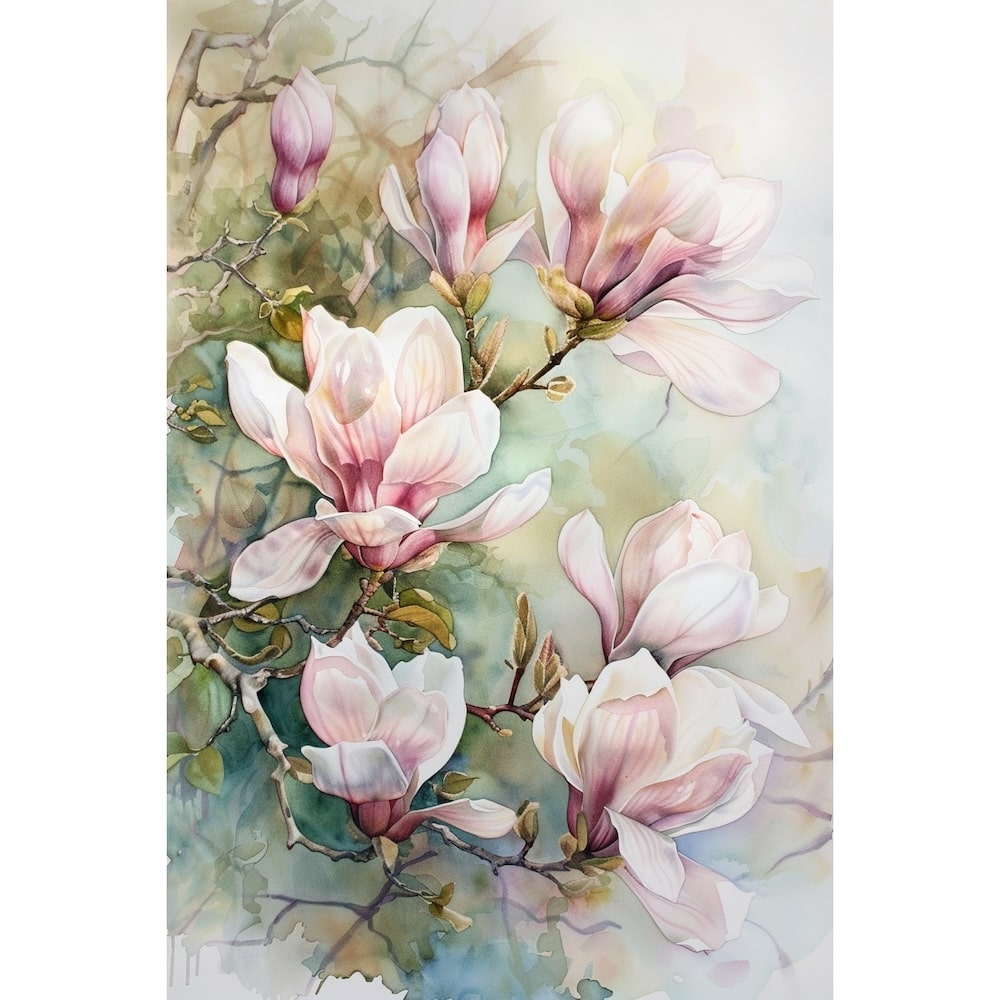Magnolia Flower Watercolor Canvas