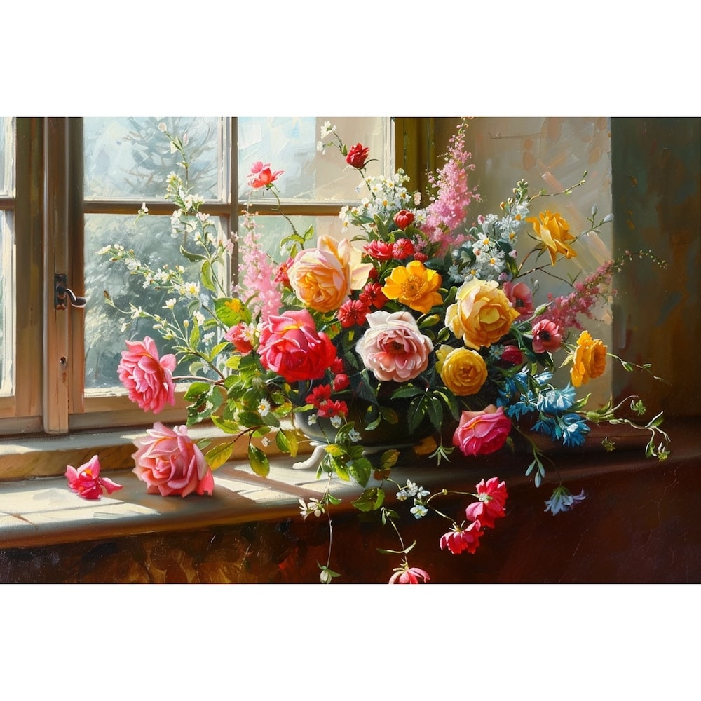 Still Life Canvas of Flowers