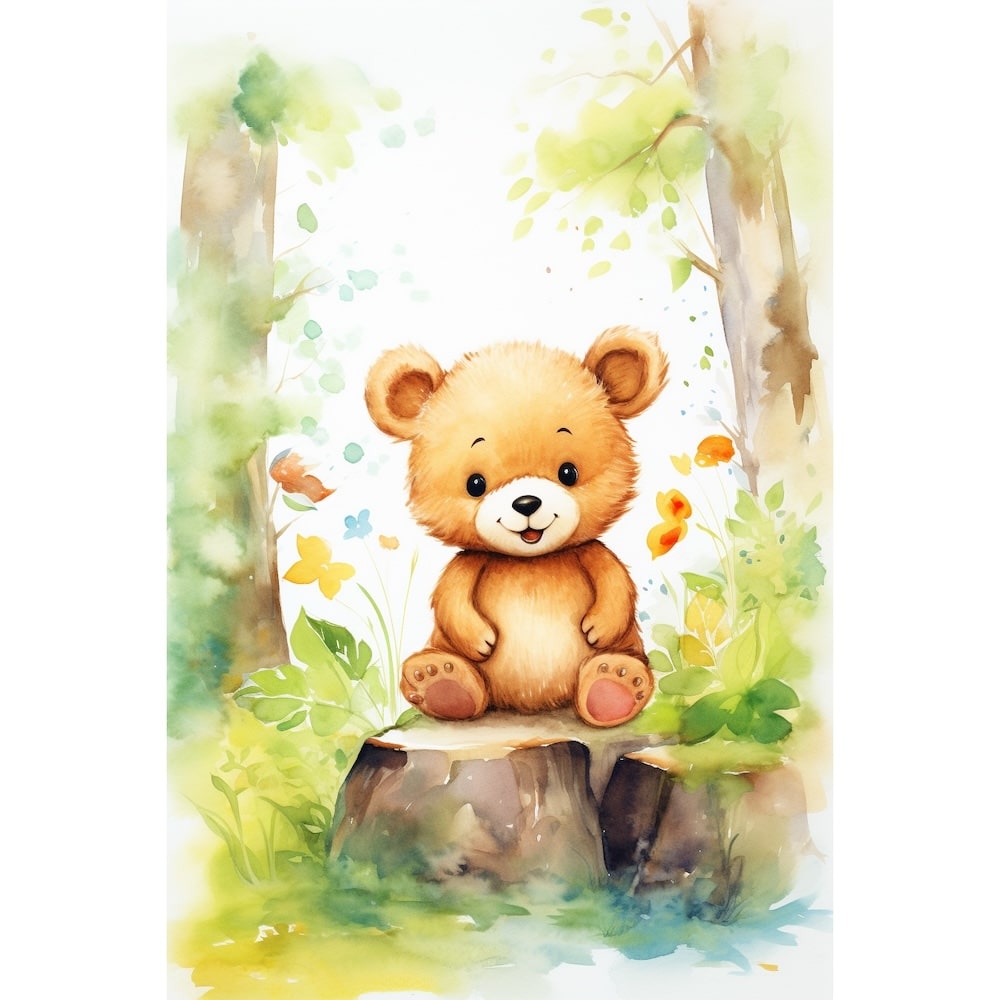 Teddy Bear Watercolor Canvas