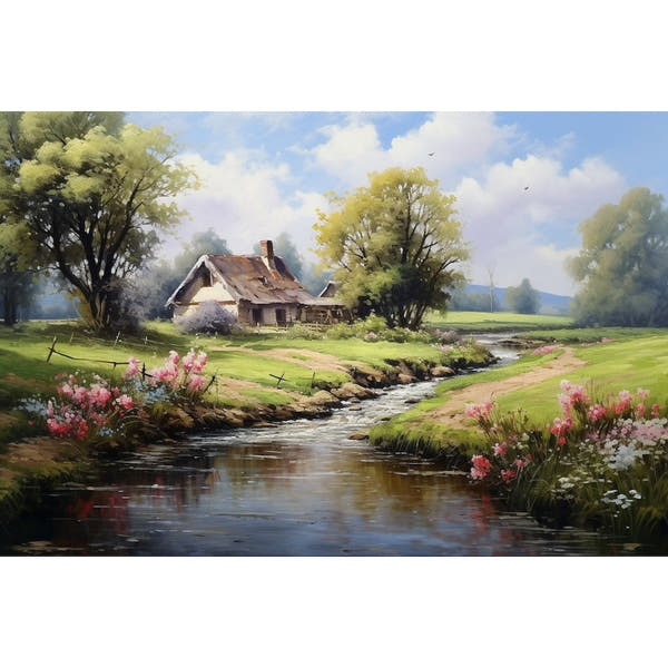 English Countryside Landscape Canvas