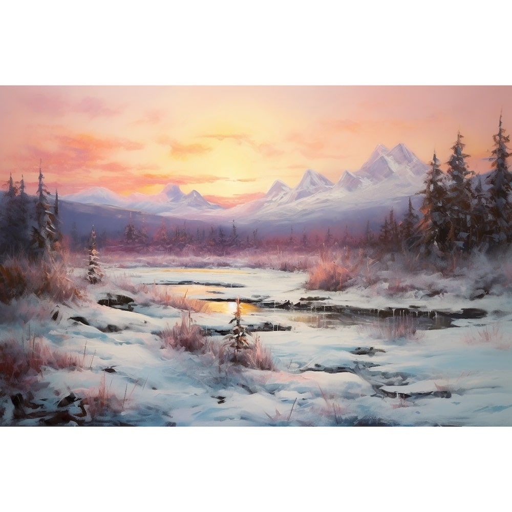Acrylic Landscape Canvas Winter Sunset