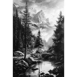 Black and White Landscape Oil Canvas