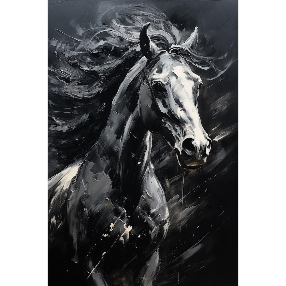 Black and White Horse Canvas