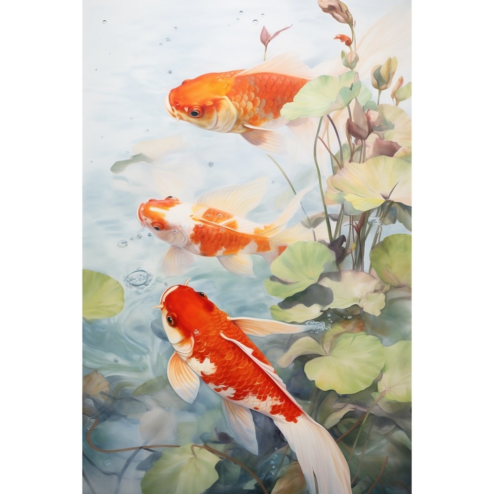 Koi Fish in Pond Canvas
