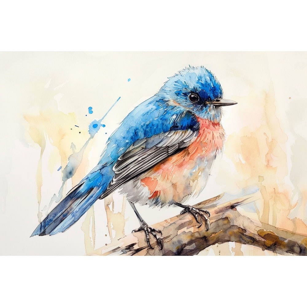 Blue Bird Watercolor Canvas