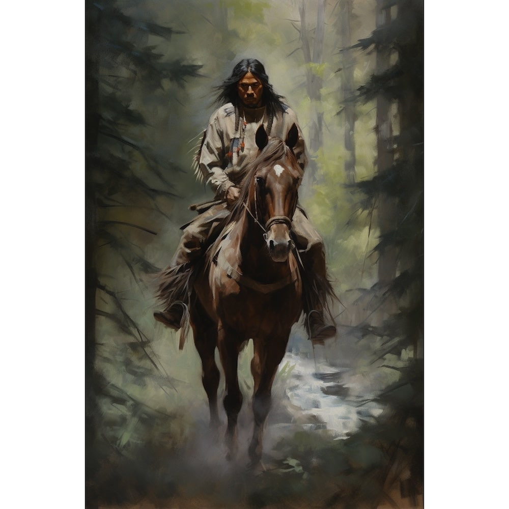 Indian on a Horse Canvas
