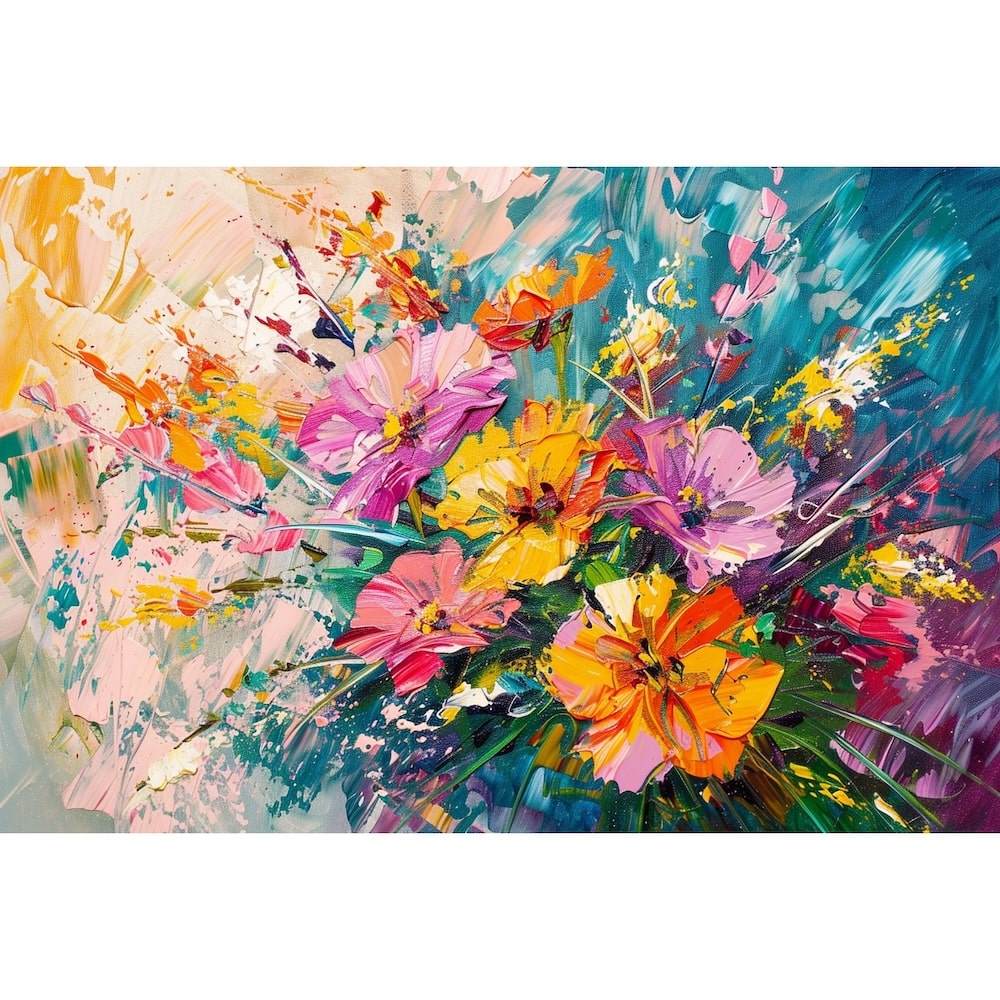 Contemporary Art Flowers Canvas