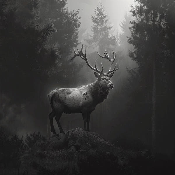 Stag Canvas Black and White