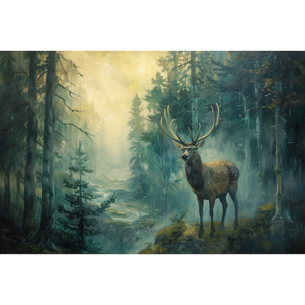 Canvas of Deer in Woods